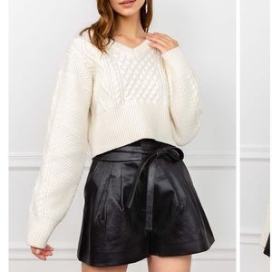 JING Lexi White V-Neck Sweater